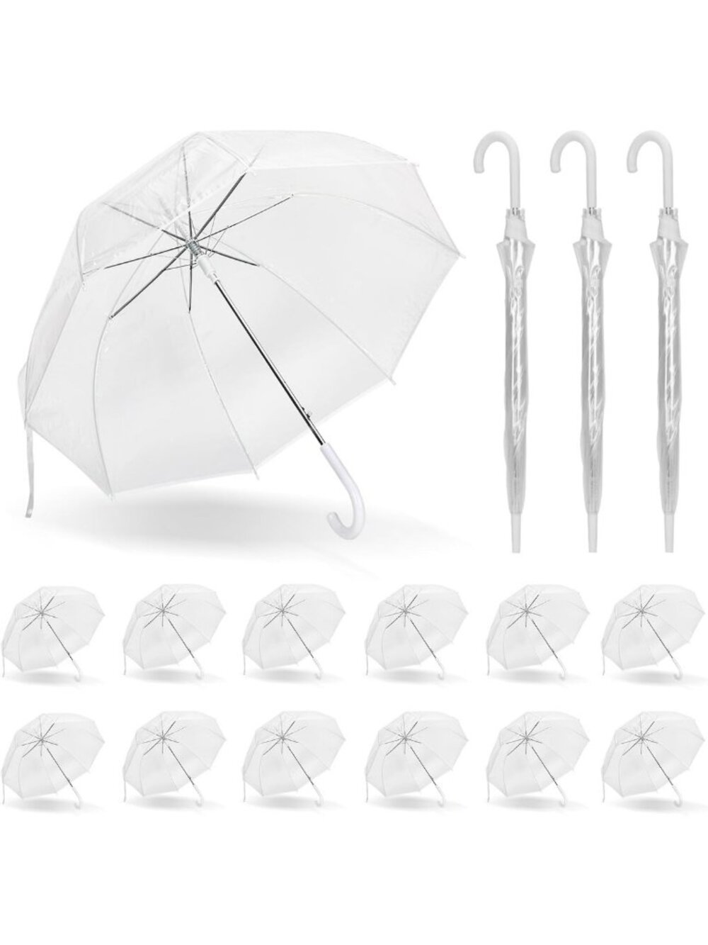 Clear Bubble Umbrella - 48" Windproof Transparent Dome, Auto Open J-Handle